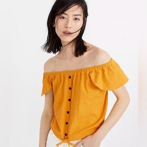 Madewell Texture & Thread Mustard Off-the-Shoulder Top